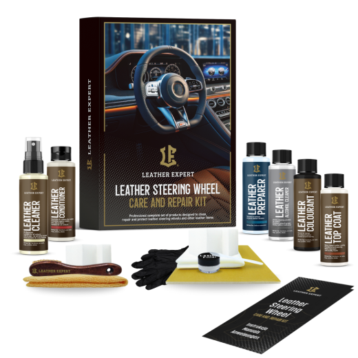 Leather Expert - Leather Steering Wheel Care and Repair Kit - Black Matte kormánykerék renováló és karbantartó szett